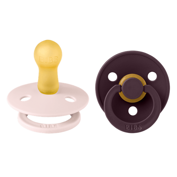 BIBS Pacifier Original COLOUR Latex 2 PK Petal/Plum (Min. of 2 PK, multiples of 2 PK)