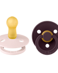 BIBS Pacifier Original COLOUR Latex 2 PK Petal/Plum (Min. of 2 PK, multiples of 2 PK)
