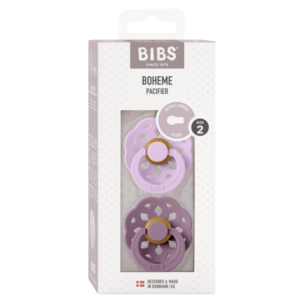 BIBS® Pacifier Boheme Latex 2 PK Violet Sky/Mauve (Min. of 2 PK, multiples of 2 PK)