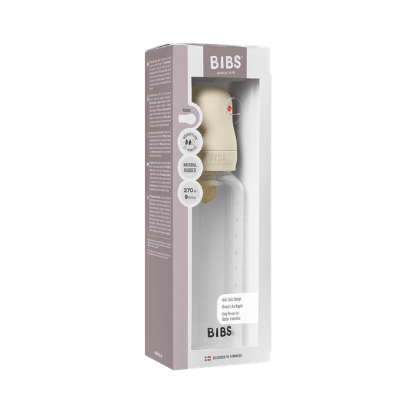 BIBS BPA-Free PP Baby Bottle Round Latex 1 pack 270 ml Medium Flow Ivory (Min. of 2 PK , multiples of 2 PK)