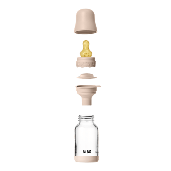 BIBS Glass Boheme Baby Bottle Round Latex 120ml Slow Flow - Blush (Min. of 2 PK , multiples of 2 PK)