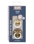 BIBS Pacifier Original COLOUR Latex 2 PK Vanilla Glow/Dark Oak Glow (Min. of 2 PK, multiples of 2 PK)