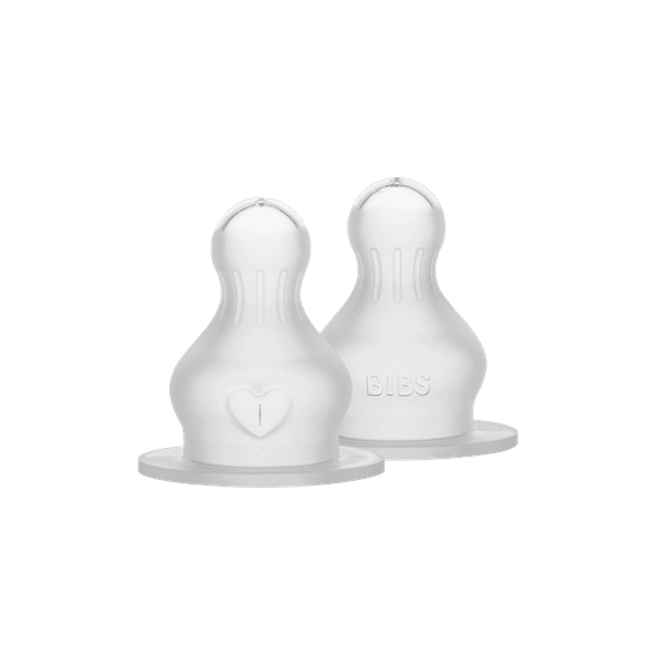 BIBS Baby Bottle Nipple Round Silicone 2 pack Slow Flow (Min. of 2 PK , multiples of 2 PK)