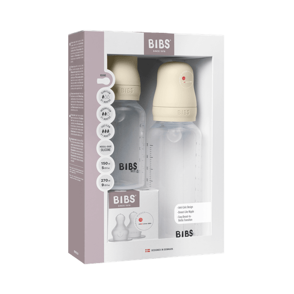 BIBS Grow and Flow BPA-Free PP Baby Bottle Round Silicone Set 150 ml / 270ml Ivory (Min. of 2 PK , multiples of 2 PK)