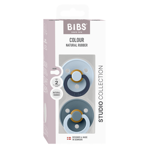 BIBS Pacifier Studio Colour 2 PACK Fusion Latex - Baby Blue Petrol Mix (Min. of 2 PK, multiples of 2 PK)