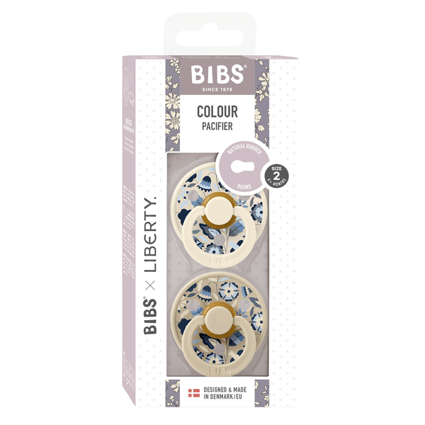 BIBS x Liberty Pacifier Original COLOUR Latex 2 PK Bobo Ivory Mix (Min. of 2 PK, multiples of 2 PK)