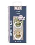 BIBS Pacifier Original COLOUR Latex 2 PK Sage Glow/Vanilla Glow (Min. of 2 PK, multiples of 2 PK)