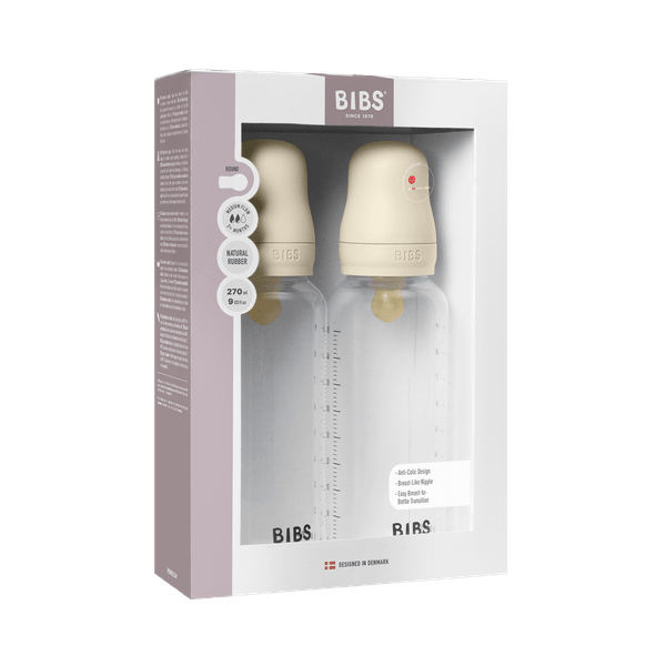 BIBS BPA-Free PP Baby Bottle Round Latex 2 pack 270 ml Medium Flow Ivory (Min. of 2 PK , multiples of 2 PK)