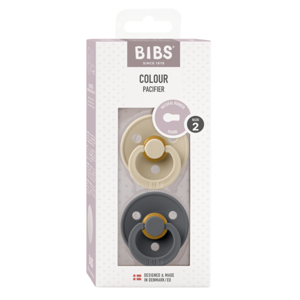 BIBS Pacifier Original COLOUR Latex 2 PK Vanilla/Iron(Min. of 2 PK, multiples of 2 PK)