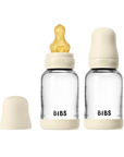 BIBS Glass Baby Bottle Round Latex 2 pack 120 ml Slow Flow Ivory (Min. of 2 PK , multiples of 2 PK)