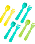 Re - Play 8 PK Packaged Utensils - AQUA asst - Aqua, Lime Green , Yellow , Aqua (Min. of 2 PK, Multiples of 2 PK) - MAIGHAN DISTRIBUTION CANADA