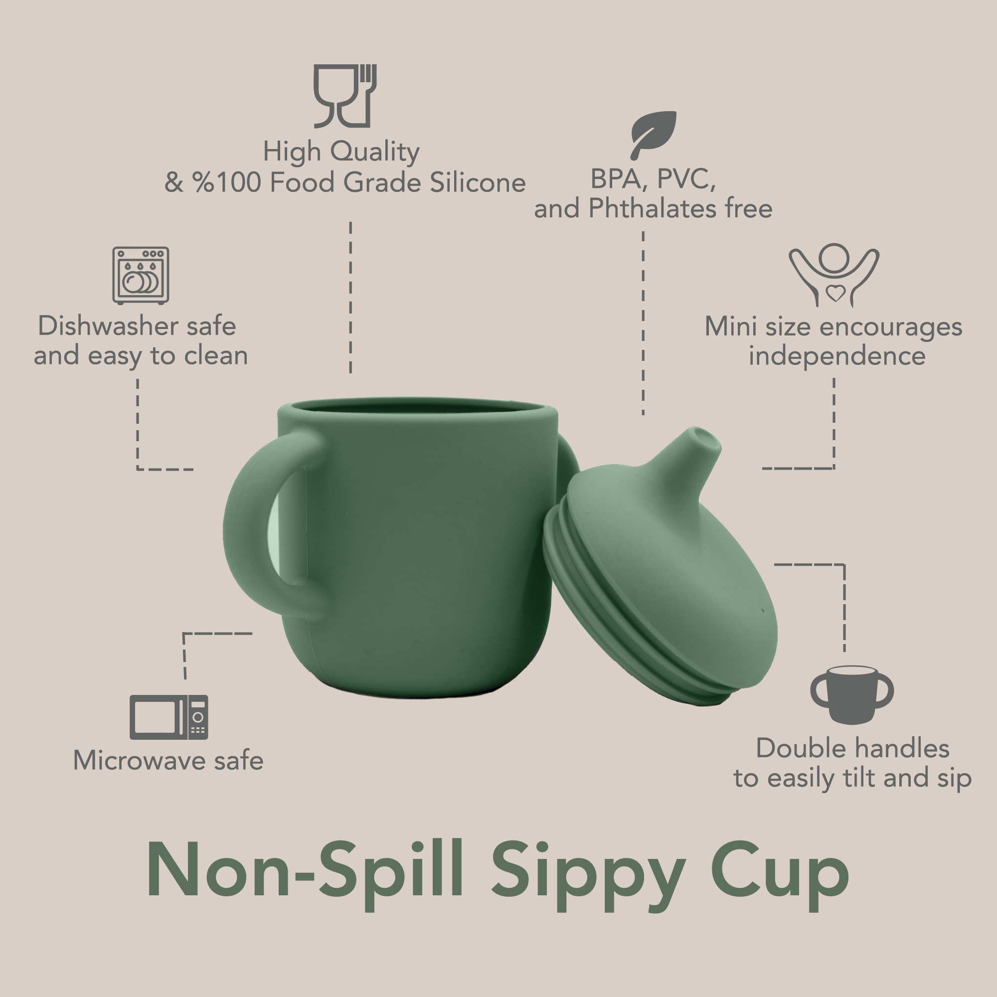 noüka Non-Spill Sippy Cup - Soft Blush (Min. of 2 PK, Multiples of 2 PK)