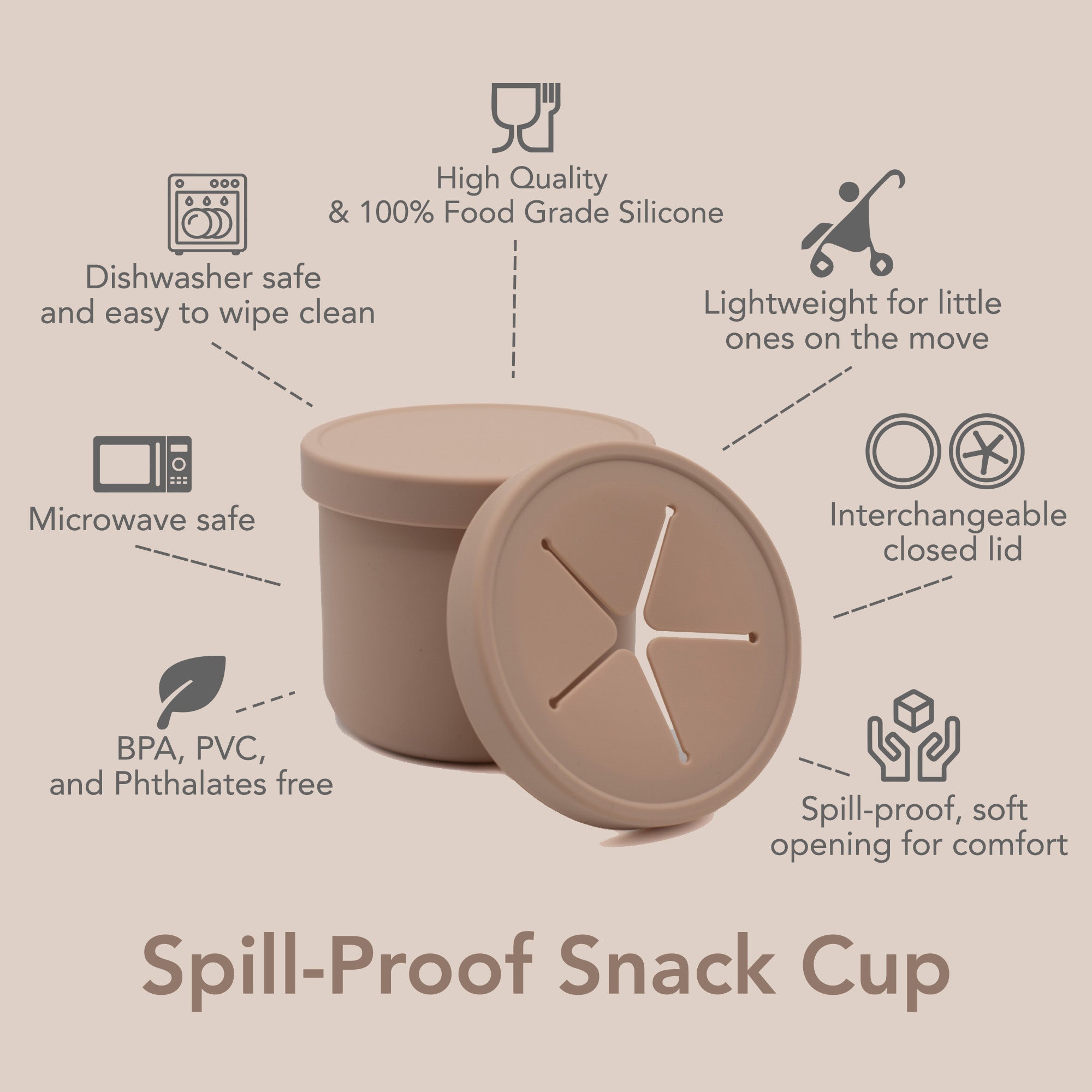 noüka Spill-Proof Snack Cup - Light Storm (Min. of 2 PK, Multiples of 2 PK)