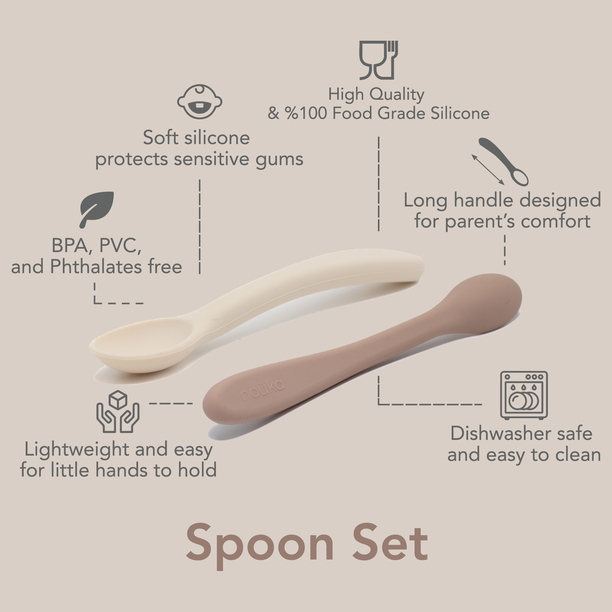 noüka Feeding Spoon Set - Lily Blue/Deep Ocean (Min. of 2 PK, Multiples of 2 PK)