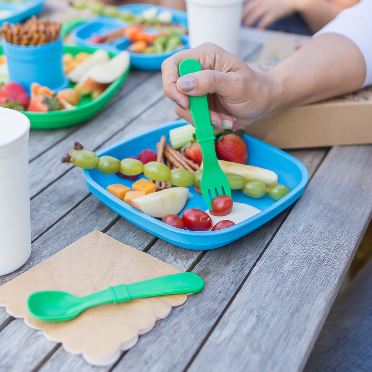 Re-Play 8 PK Packaged Utensils - Teal (Min. of 2 PK, Multiples of 2 PK)