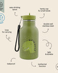 Trixie Insulated drinking bottle 350ml - Mr. Dino (Min. of 2 PK, multiples of 2 PK)