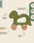 Trixie Wooden pull along toy - Mr. Dino (Min. of 3 PK, multiples of 3 PK) - MAIGHAN DISTRIBUTION CANADA