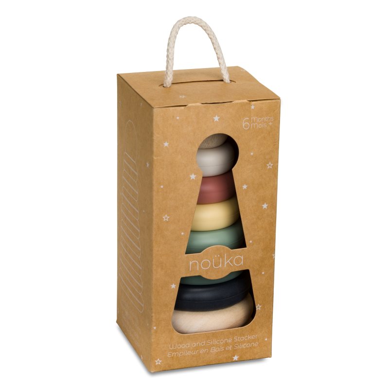 noüka Wood and Silicone Stacker-Storm Tower (Min. Of 2 PK, Multiples of 2 PK)