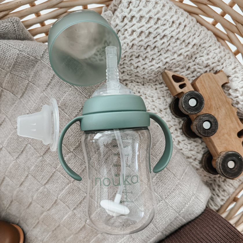 noüka Transitional Sippy/Weighted Straw Cup - Moss (Min. of 2 PK, Multiples of 2 PK)