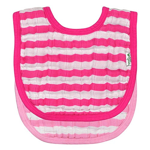 Muslin Bibs Made From Organic Cotton 2pk- Pink (Min. of 2, multiples of 2)