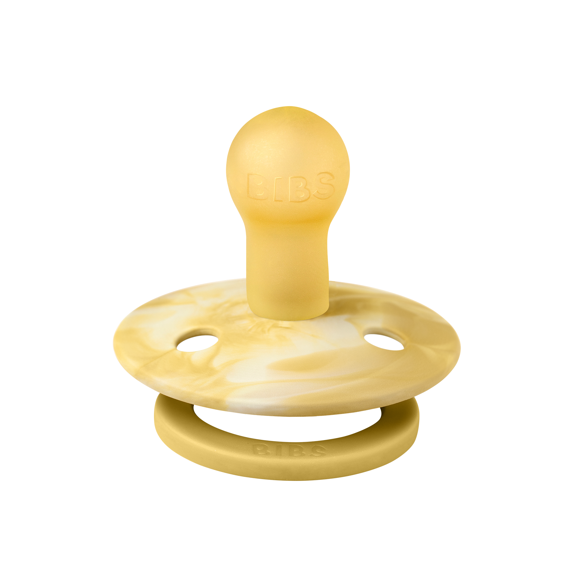 BIBS Pacifier Original COLOUR TIE-DYE Latex 2 PK Mustard / Ivory (Min. of 2 PK, multiples of 2 PK)