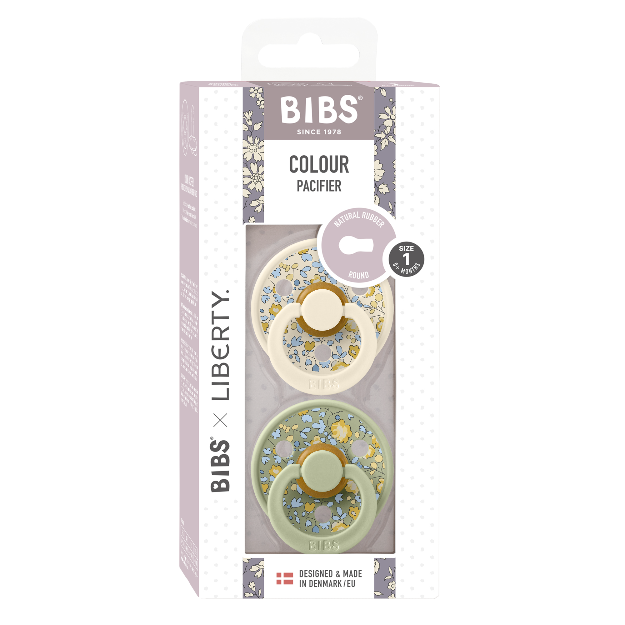 BIBS x Liberty Pacifier Original COLOUR Latex 2 PK Eloise SageMix (Min. of 2 PK, multiples of 2 PK)
