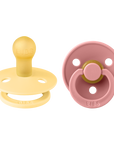 BIBS Pacifier Original COLOUR Latex 2 PK Pale Butter / Dusky Pink(Min. of 2 PK, multiples of 2 PK)