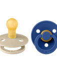 BIBS Pacifier Original COLOUR Latex 2 PK Vanilla / Cornflower (Min. of 2 PK, multiples of 2 PK)