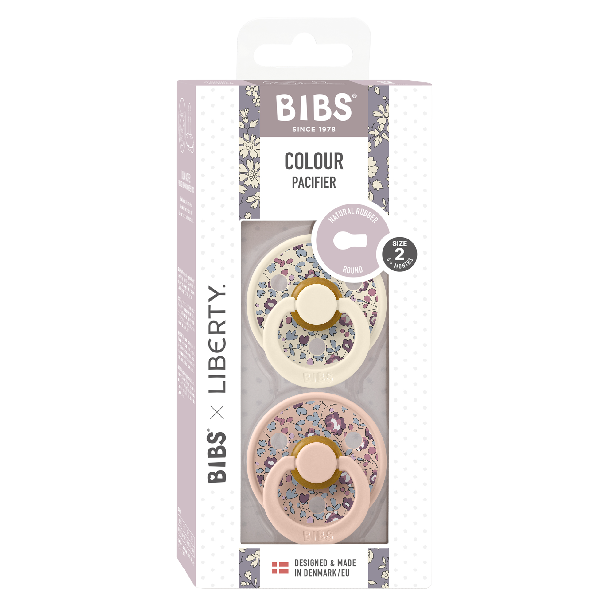 BIBS x Liberty Pacifier Original COLOUR Latex 2 PK Eloise Blush Mix (Min. of 2 PK, multiples of 2 PK)