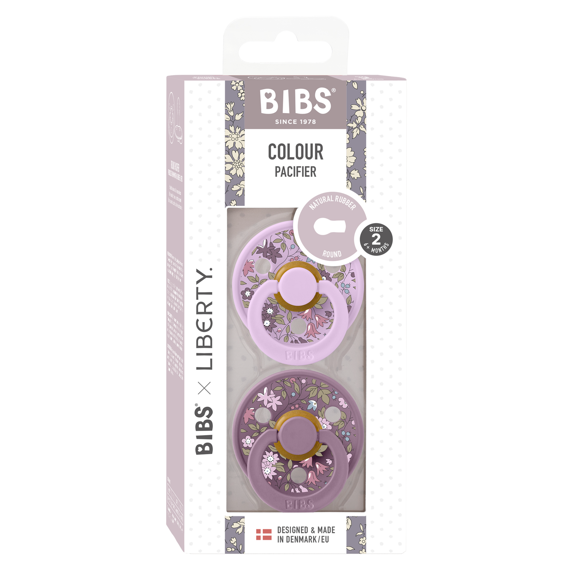 BIBS x Liberty Pacifier Original COLOUR Latex 2 PK Chamomile Lawn Violet Sky Mix (Min. of 2 PK, multiples of 2 PK)
