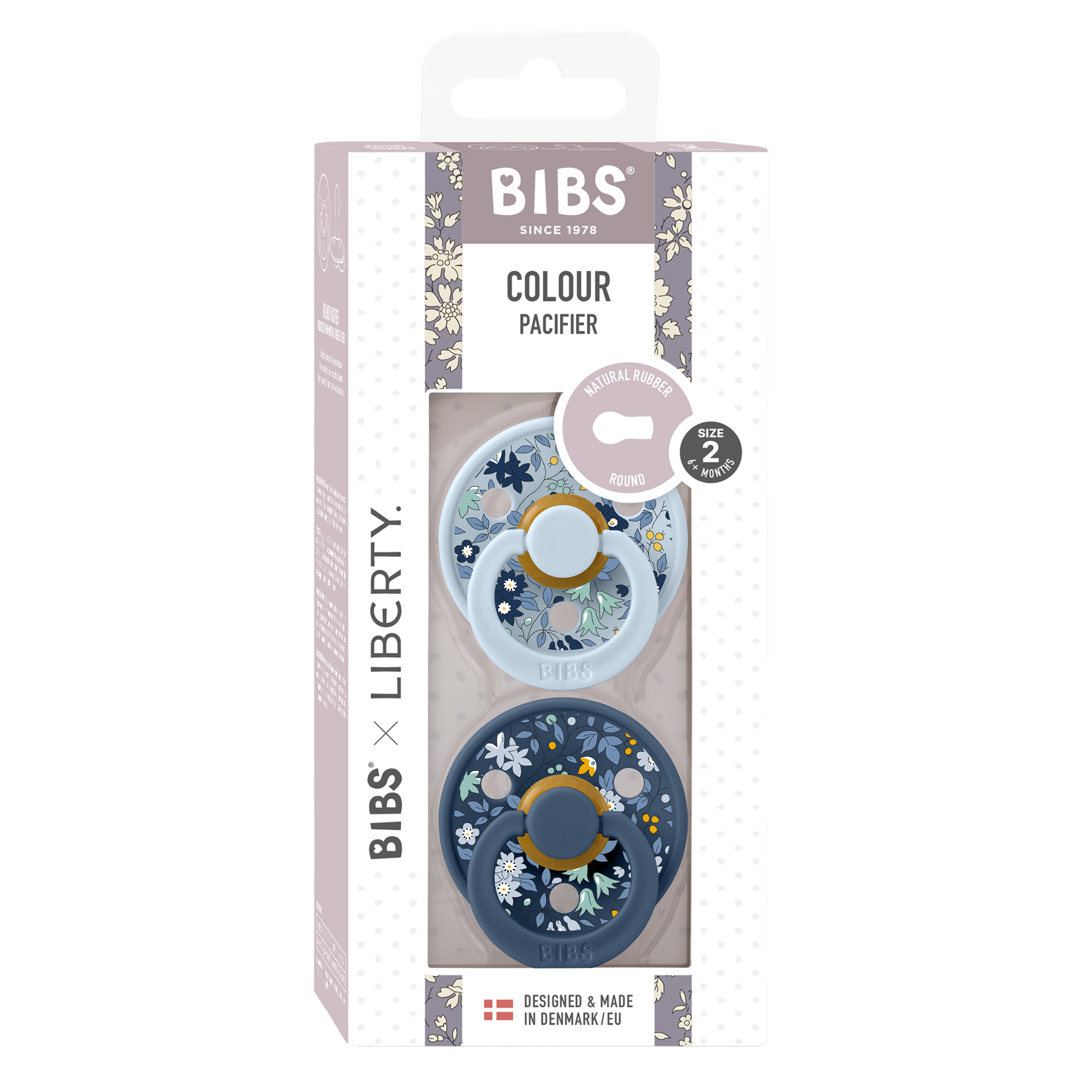BIBS x Liberty Pacifier Original COLOUR Latex 2 PK Chamomile Lawn Baby Blue Mix (Min. of 2 PK, multiples of 2 PK)