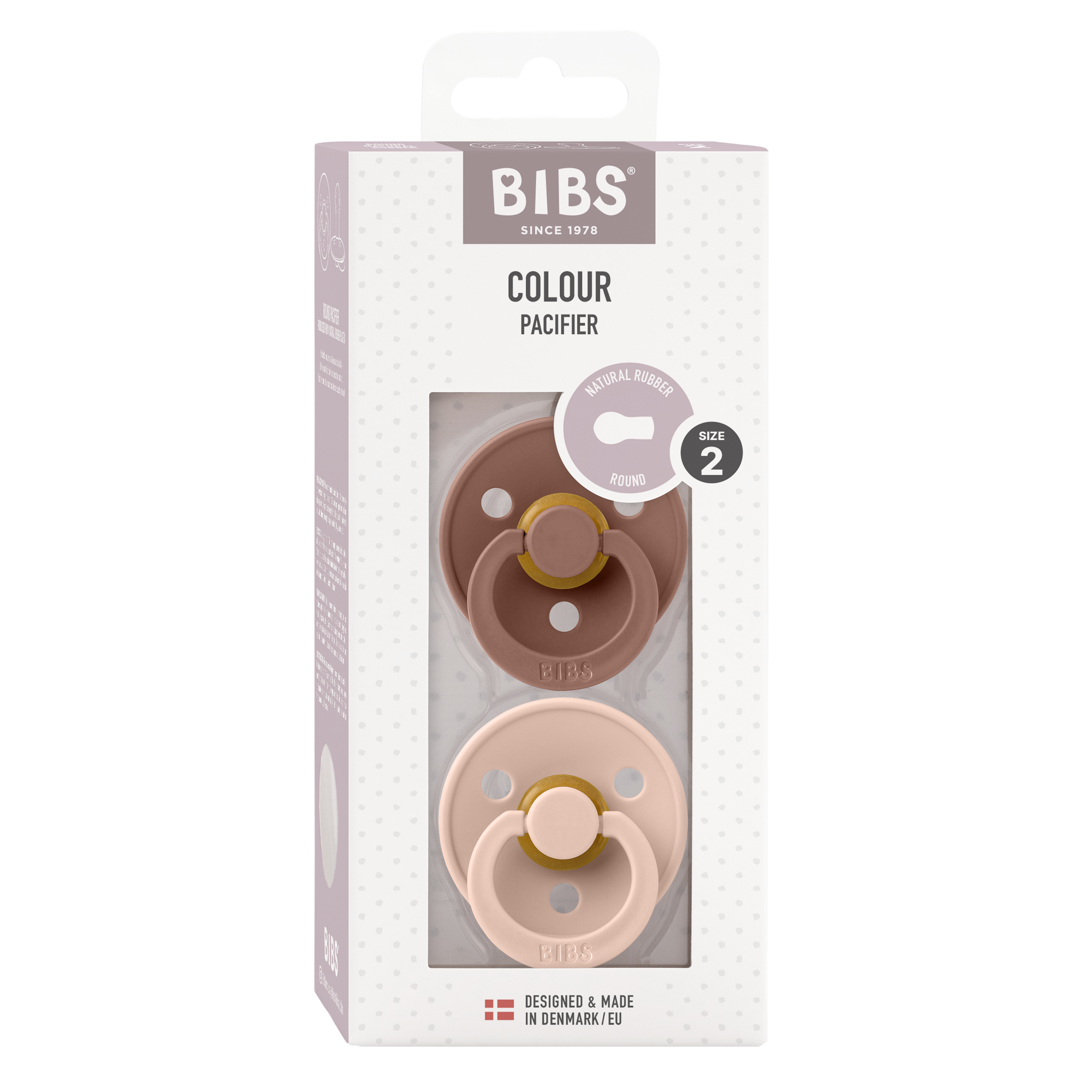 BIBS Pacifier Original COLOUR Latex 2 PK Woodchuck/Blush (Min. of 2 PK, multiples of 2 Pk)