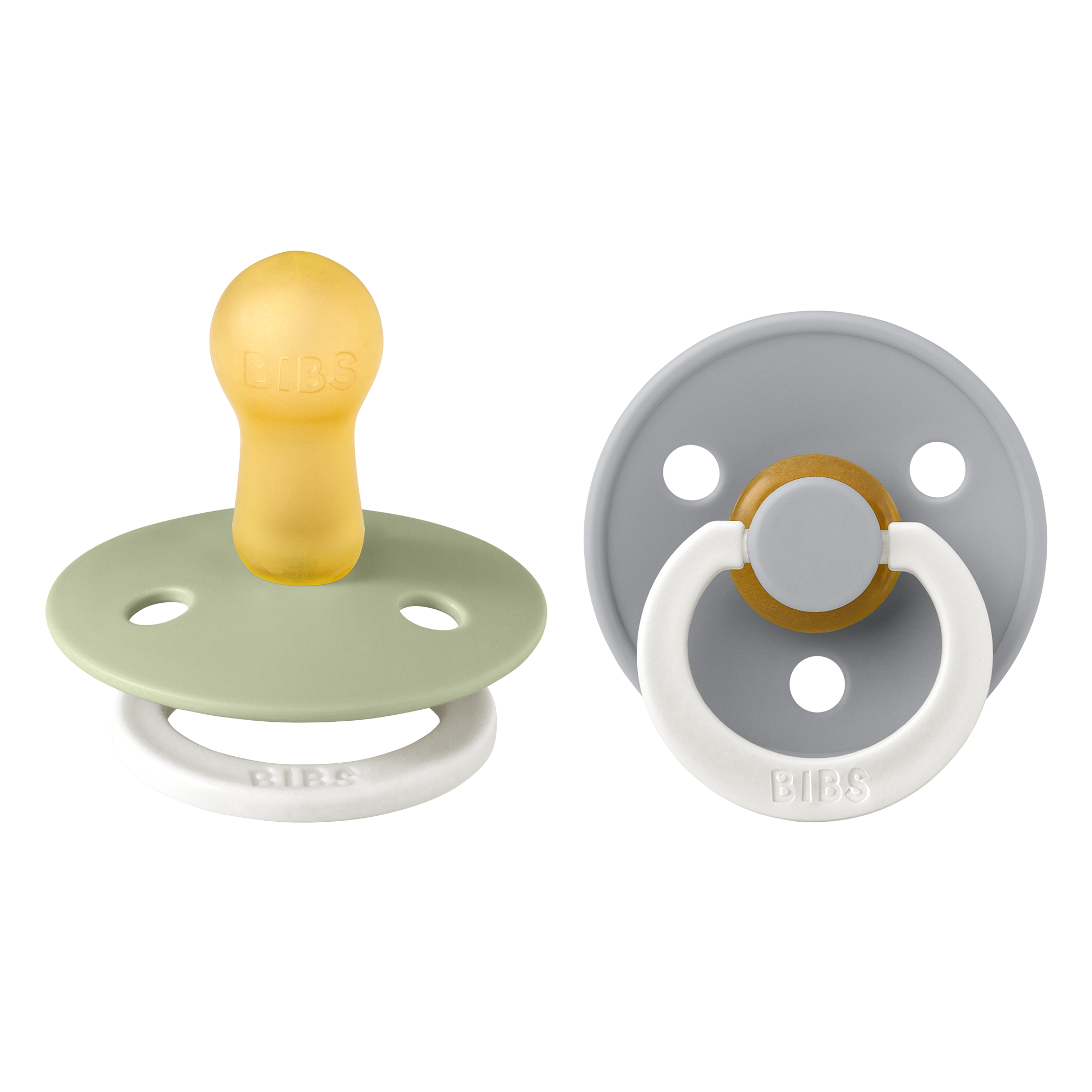 BIBS Pacifier Original COLOUR Latex 2 PK Sage Glow / Cloud Glow (Min. of 2 PK, multiples of 2 PK)