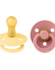 BIBS Pacifier Original COLOUR Latex 2 PK Pale Butter / Dusky Pink(Min. of 2 PK, multiples of 2 PK)