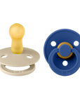 BIBS Pacifier Original COLOUR Latex 2 PK Vanilla / Cornflower (Min. of 2 PK, multiples of 2 PK)