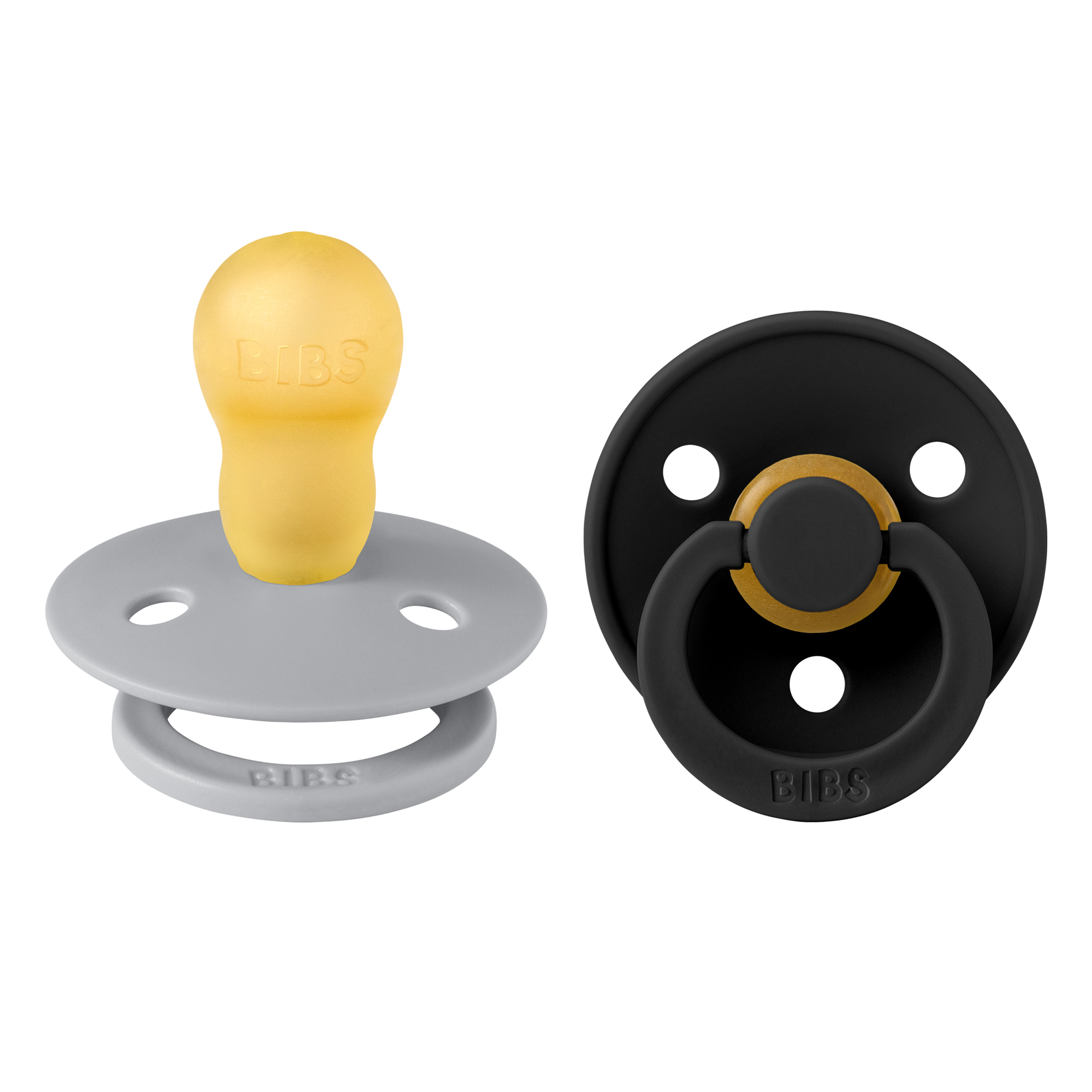 BIBS Pacifier Original COLOUR Latex 2 PK Cloud/ Black (Min. of 2 PK, multiples of 2 PK)