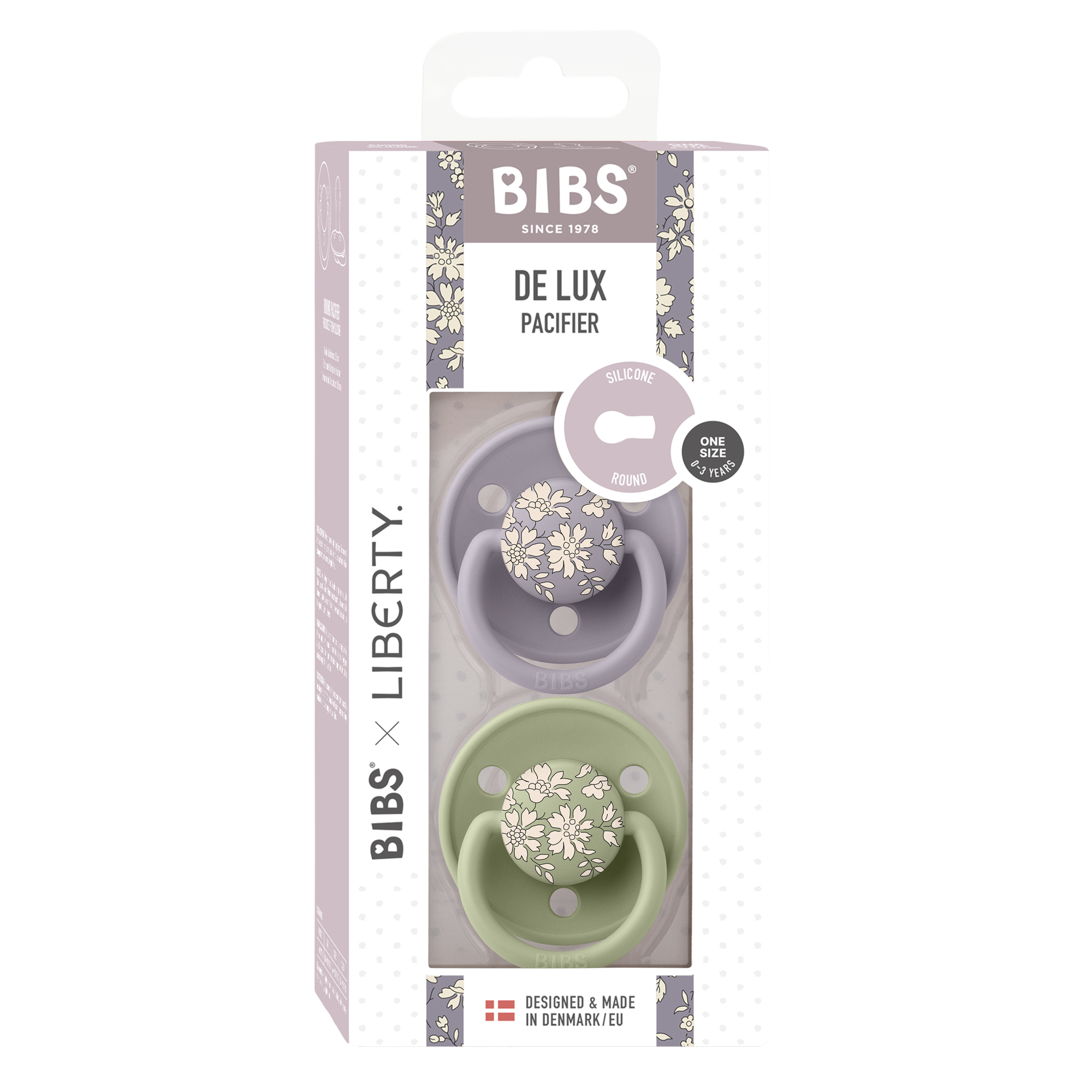 Liberty X BIBS Pacifier De Lux Silicone 2 PK Capel Sage Mix ONE SIZE (Min. of 2 PK, multiples of 2 PK)