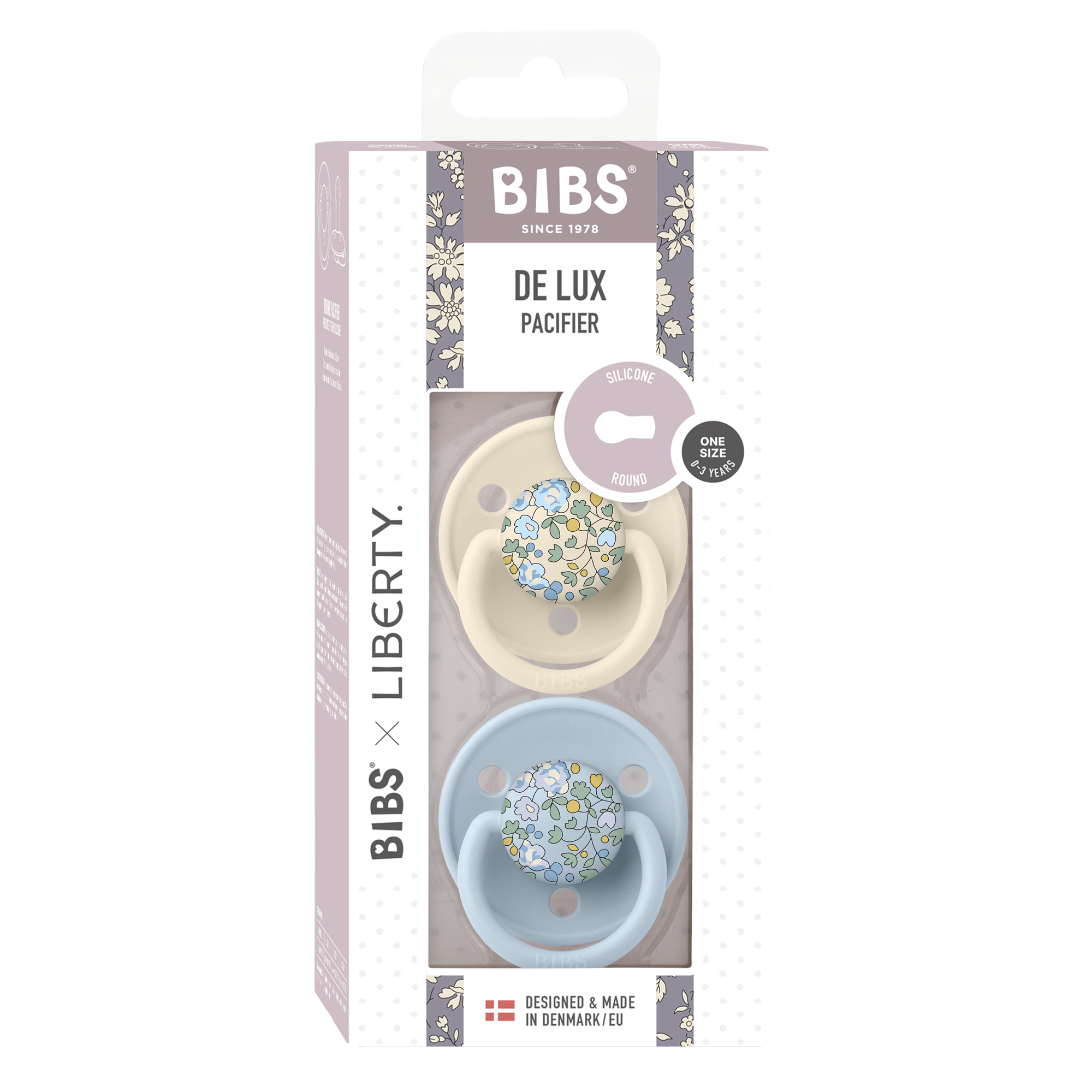 Liberty X BIBS Pacifier De Lux Silicone 2 PK Eloise Baby Blue Mix ONE SIZE (Min. of 2 PK, multiples of 2 PK)