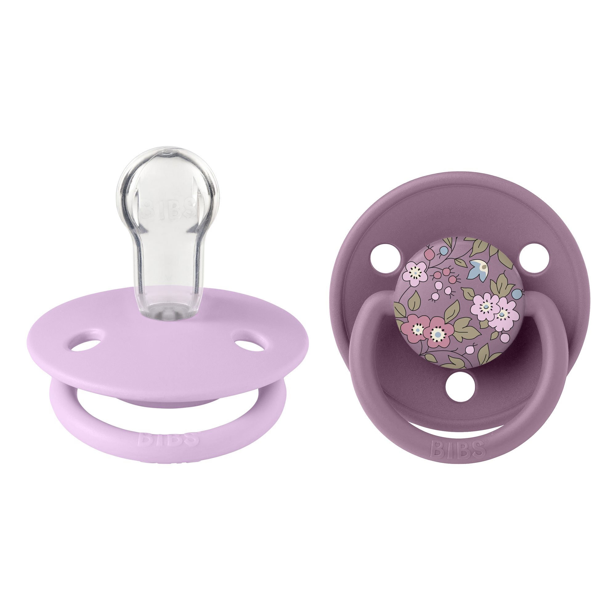 Liberty X BIBS Pacifier De Lux Silicone 2 PK Chamomile Lawn Mauve Mix ONE SIZE (Min. of 2 PK, multiples of 2 PK)