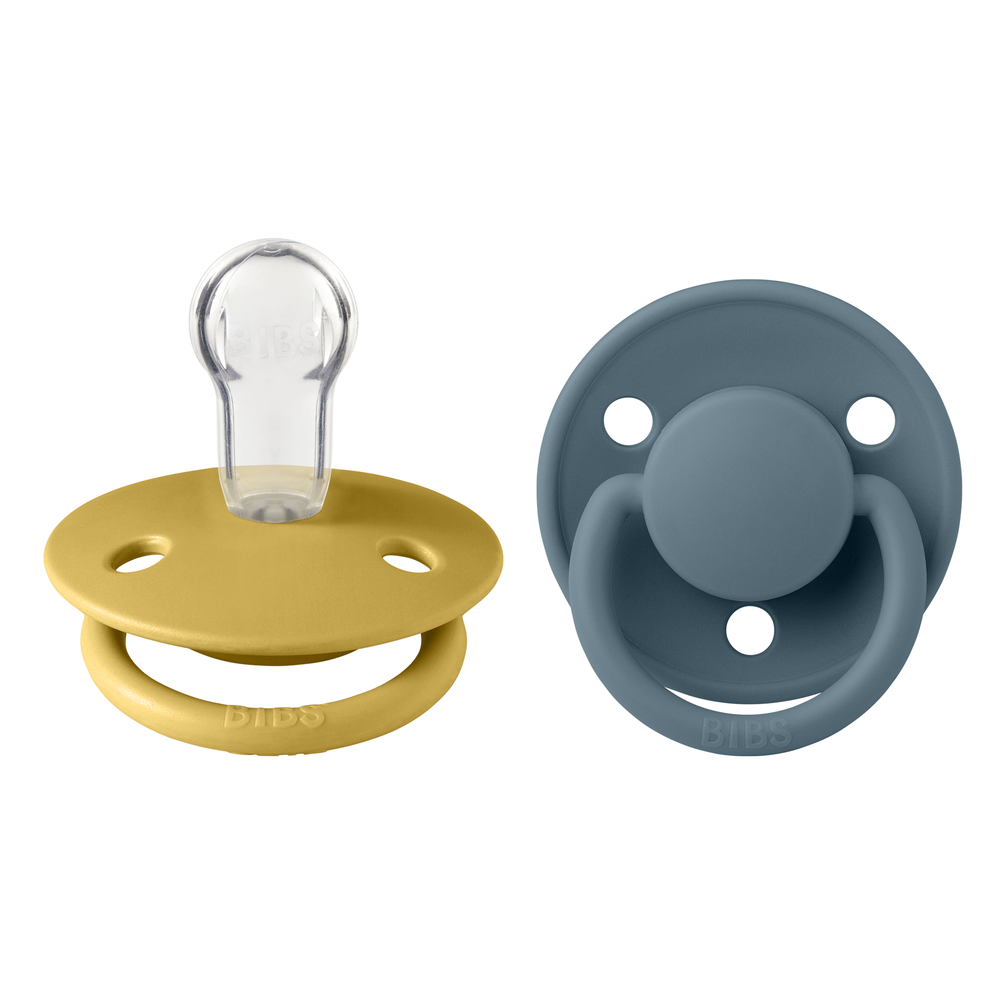 BIBS Pacifier De Lux Silicone 2 PK Mustard / Petrol ONE SIZE (Min. of 2 PK, multiples of 2 PK)