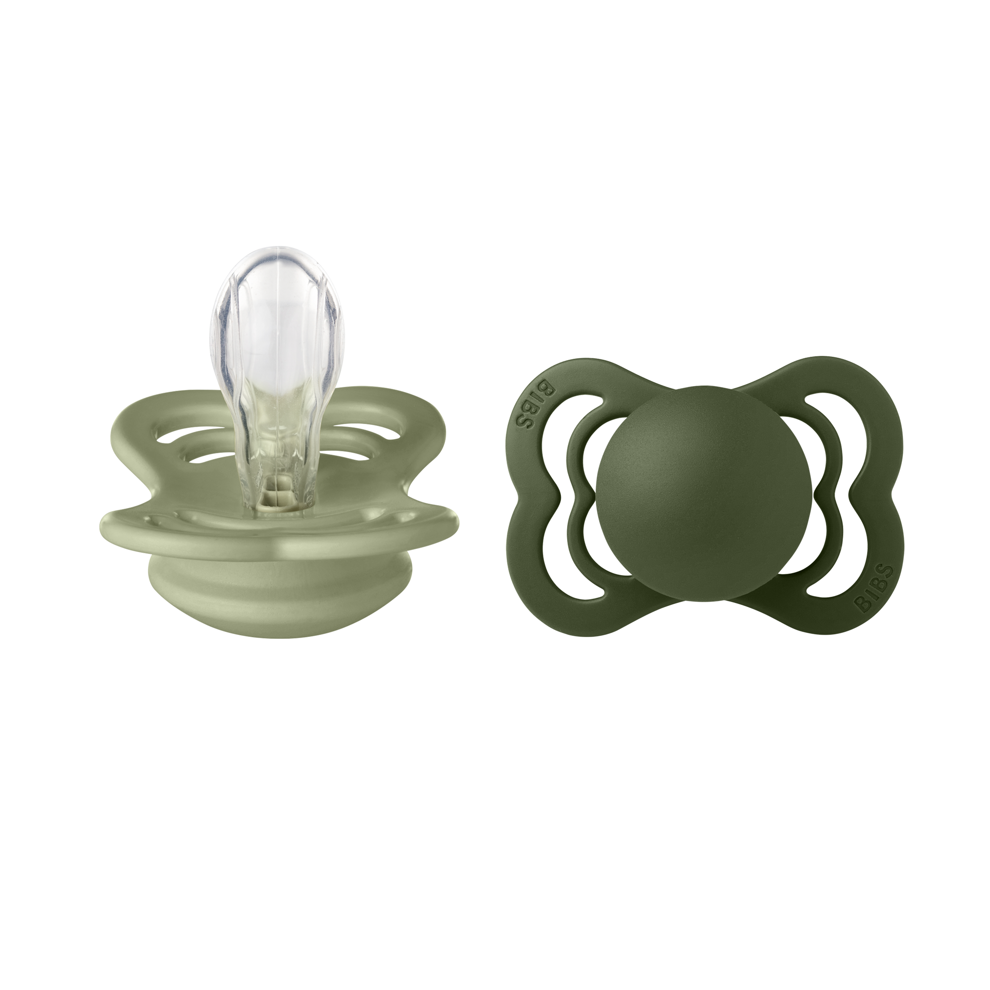 BIBS Pacifier SUPREME Silicone 2 PK Sage/Hunter Green (Min. of 2 PK, multiples of 2 PK)