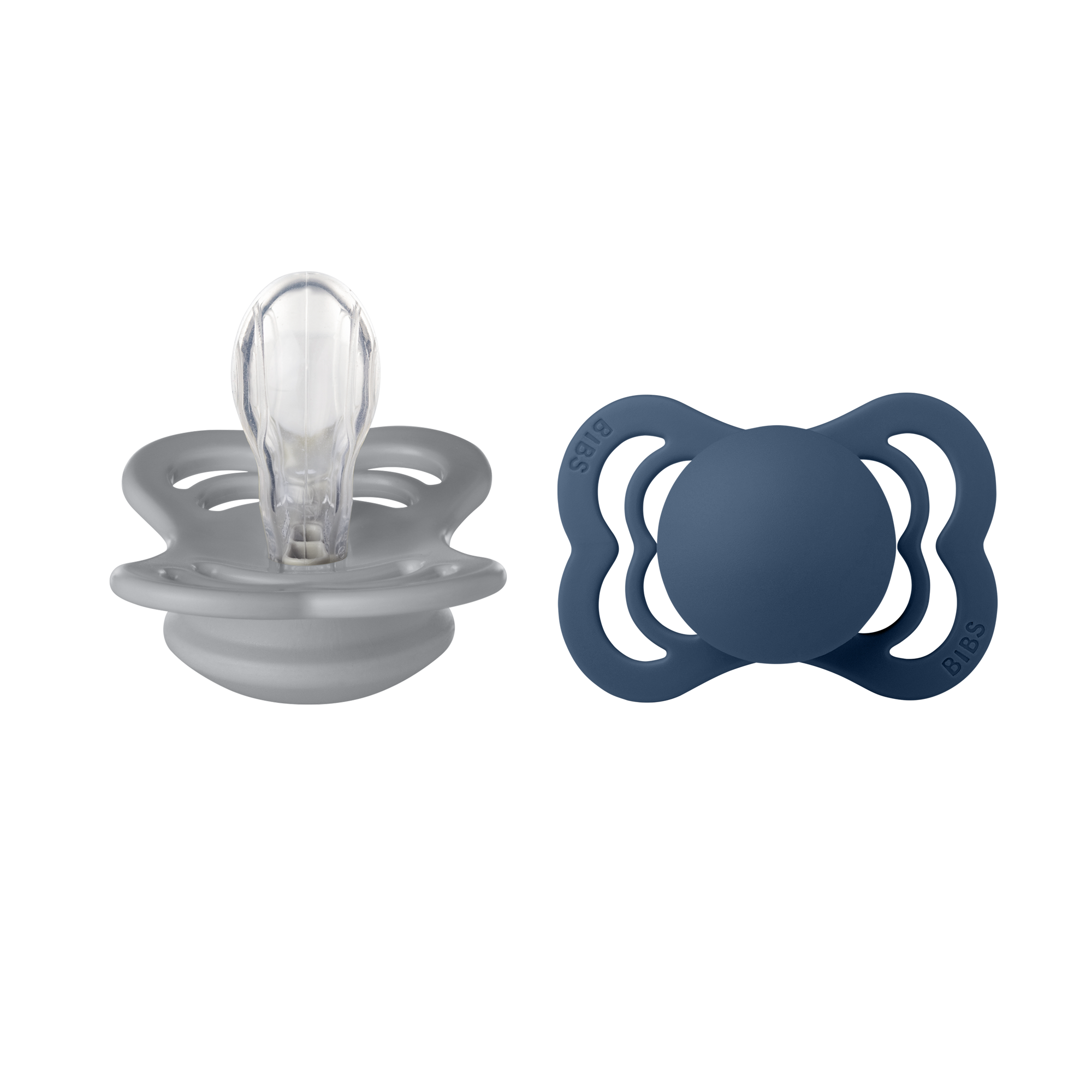 BIBS Pacifier SUPREME Silicone 2 PK Cloud/Steel Blue (Min. of 2 PK, multiples of 2 PK)