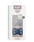 BIBS Pacifier SUPREME Silicone 2 PK Cloud/Steel Blue (Min. of 2 PK, multiples of 2 PK)