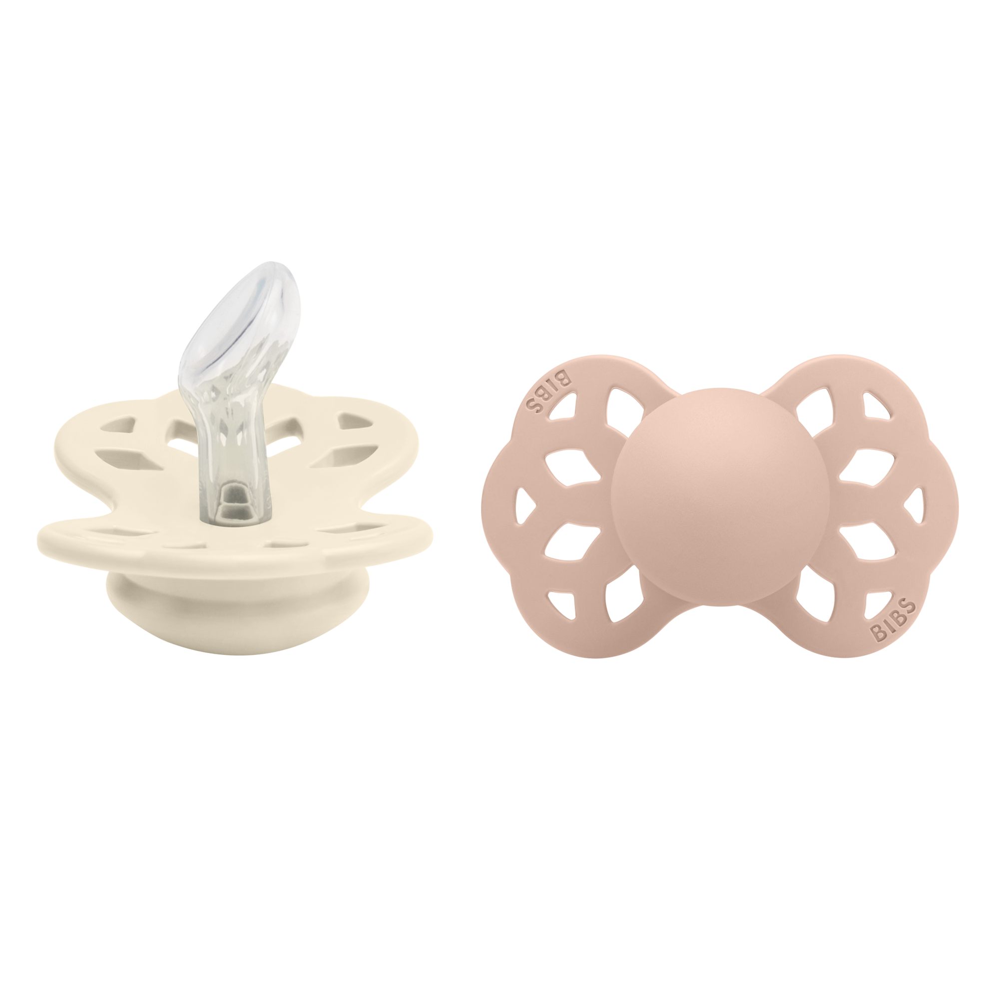 BIBS Infinity Pacifier Silicone 2 PK Anatomical Ivory/Blush (Min. of 2 PK, multiples of 2 PK)
