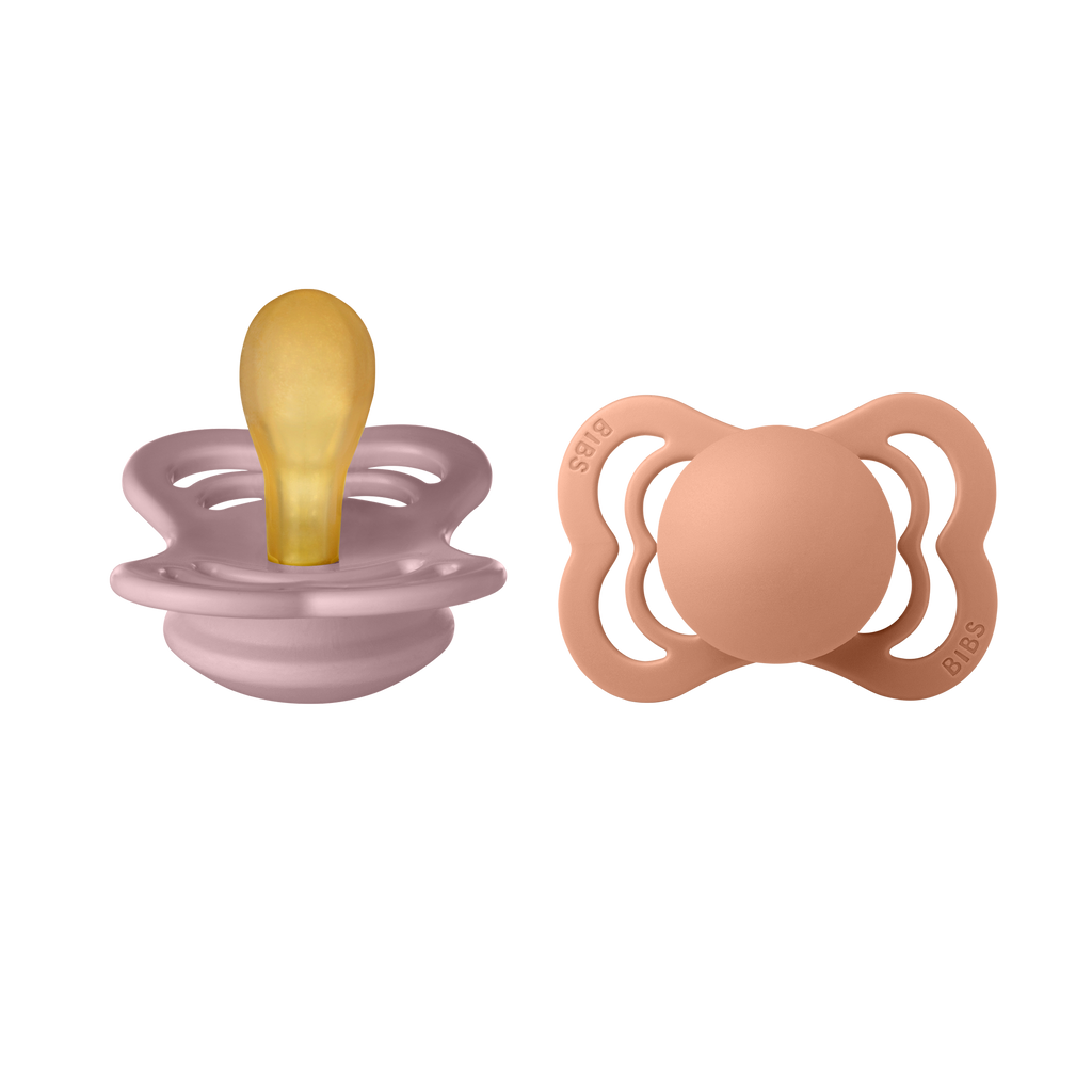 BIBS Pacifier SUPREME Latex 2 PK Pink Plum/Peach (Min. of 2 PK, multip