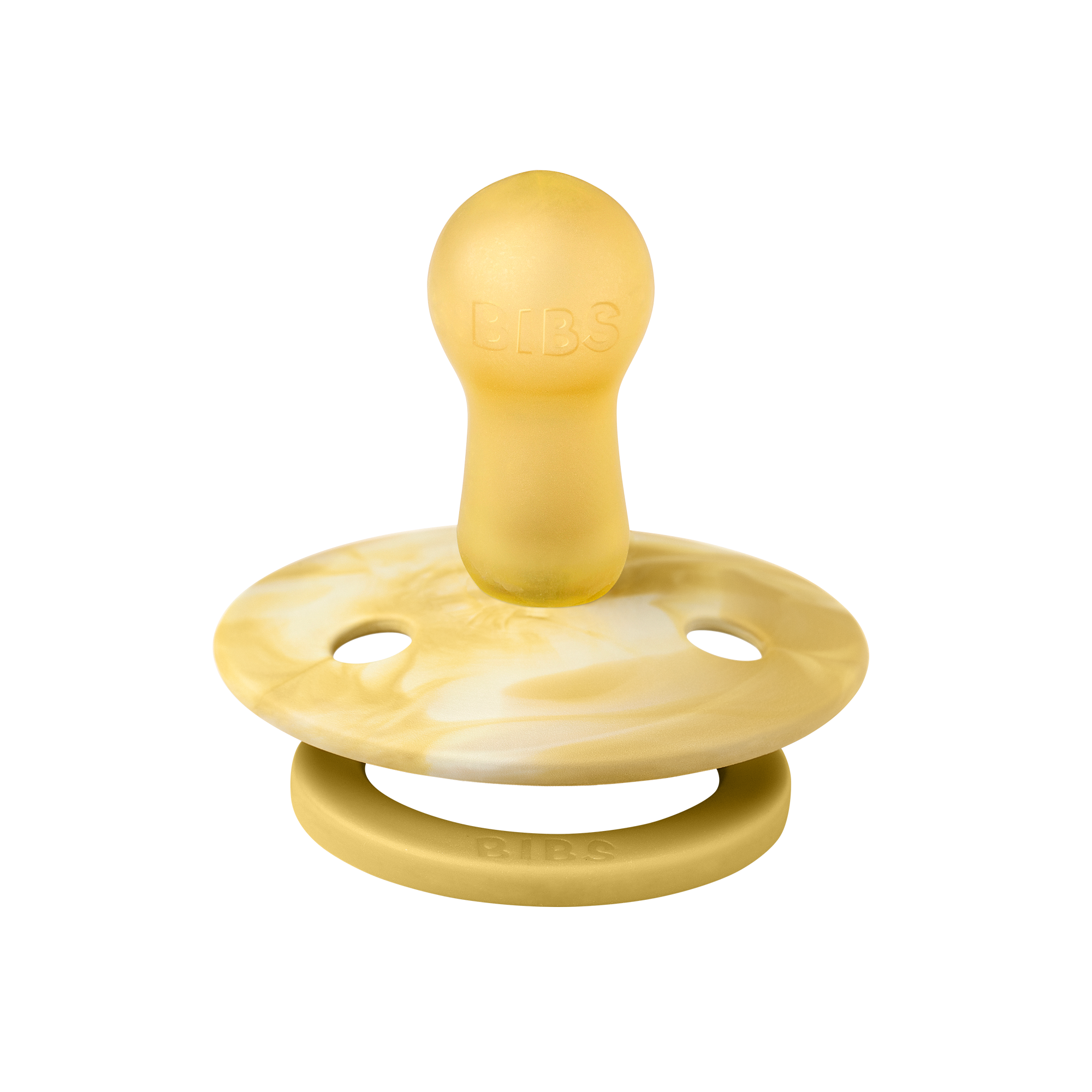 BIBS Pacifier Original COLOUR TIE-DYE Latex 2 PK Mustard / Ivory (Min. of 2 PK, multiples of 2 PK)