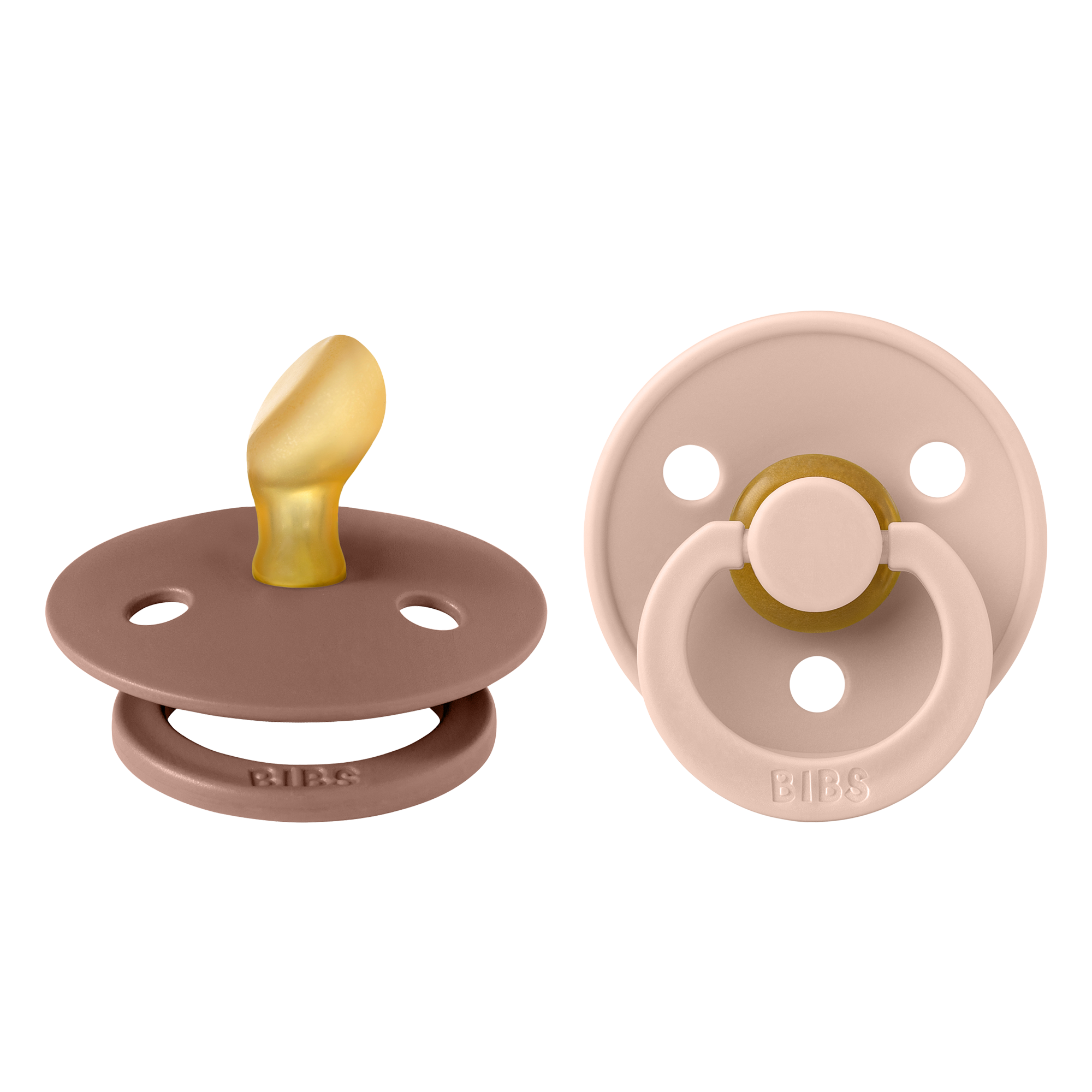 BIBS Pacifier Original COLOUR Latex 2 PK Anatomical Blush / Woodchuck (Min. of 2 PK, multiples of 2 PK)