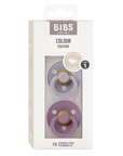 BIBS Pacifier Original COLOUR Latex 2 PK Anatomical Fossil Grey / Mauve (Min. of 2 PK, multiples of 2 PK)