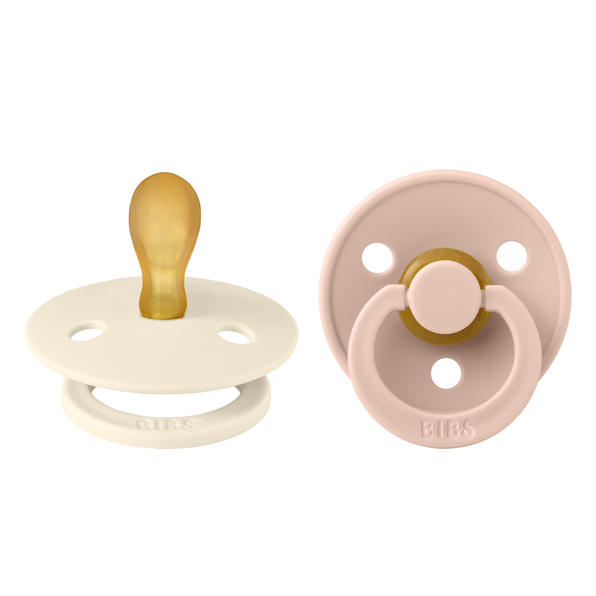 BIBS Pacifier Original COLOUR Latex 2 PK Symmetrical Ivory / Blush (Min. of 2 PK, multiples of 2 PK)