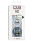 BIBS Pacifier Original COLOUR Latex 2 PK Symmetrical Baby Blue / Petrol (Min. of 2 PK, multiples of 2 PK)